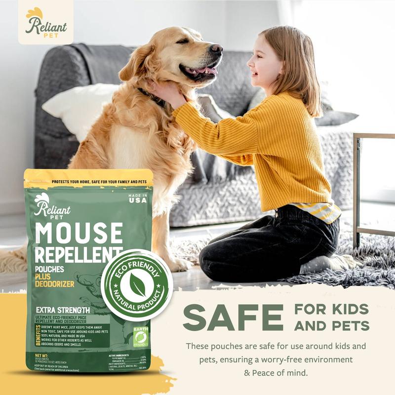 Reliant Pet Mouse Repellent Pouches- Keep Rodents Out of Cars - Mouse Deterrents with Peppermint Oil