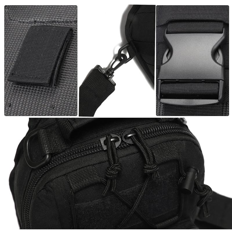 Tactical Shoulder Sling Bag Small Outdoor Chest Pack Backpack（Bring a Velcro national flag.）