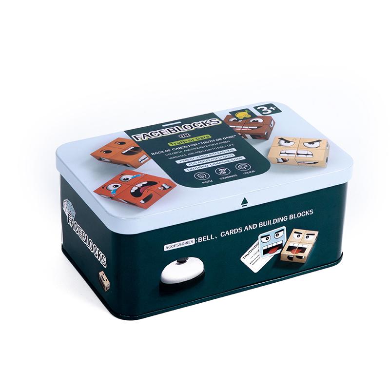 Face-Changing Cube Building Blocks Wooden Expressions Matching Block Board Games for Family Night Puzzle Games