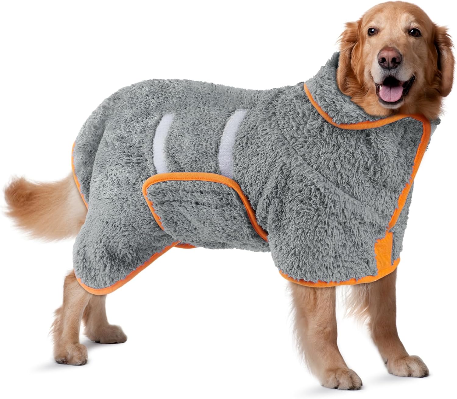 Adjustable Pet Bath Robe, Quick Drying Pet Grooming Cloak with Hook & Loop Fastener,