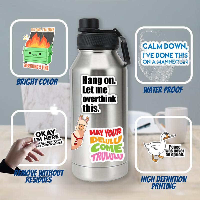 130 PCS Funny Hilarious Meme Stickers with Quotes for Laptop, Hard Hat, Work, Water Bottle, Computers - Vinyl Waterproof Decals, UV Resistant