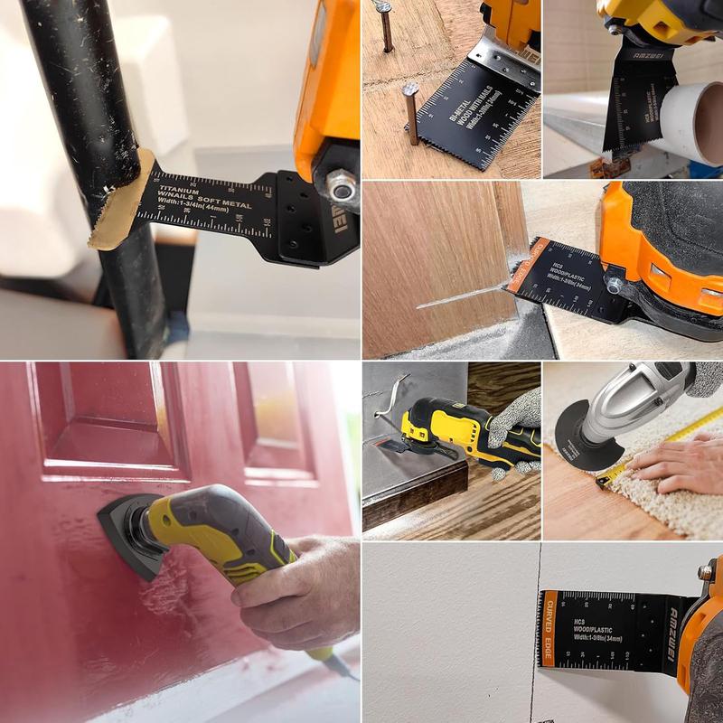 154 Metal Wood Oscillating Tool Blade, Titanium Oscillating Saw Blades with Sandpaper, Quick Release Multi Tool Blades Kits for Dewalt Ryobi Milwaukee Rockwell Fein Makita