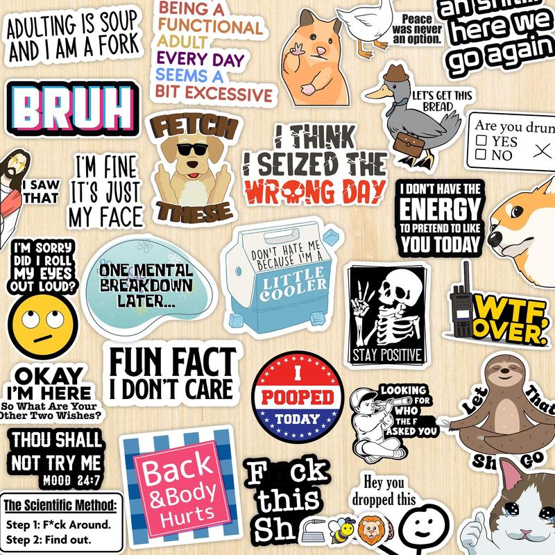 130PCS Funny Saying Sticker Pack - Snarky, Sarcastic Bold Humor Vinyl Waterproof Meme stickers for laptop, computer, water bottle ipad phones bumper
