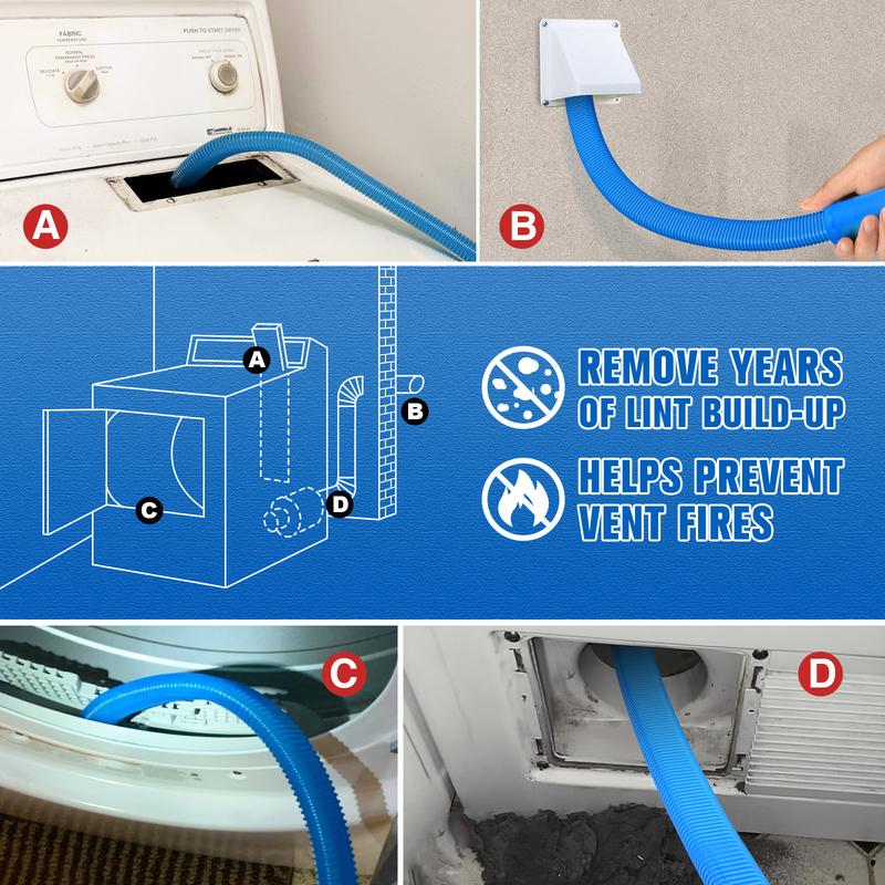 Stretch Universal Connector, Dryer Vent Cleaning Tool Vacuum Hose Lint Remover,