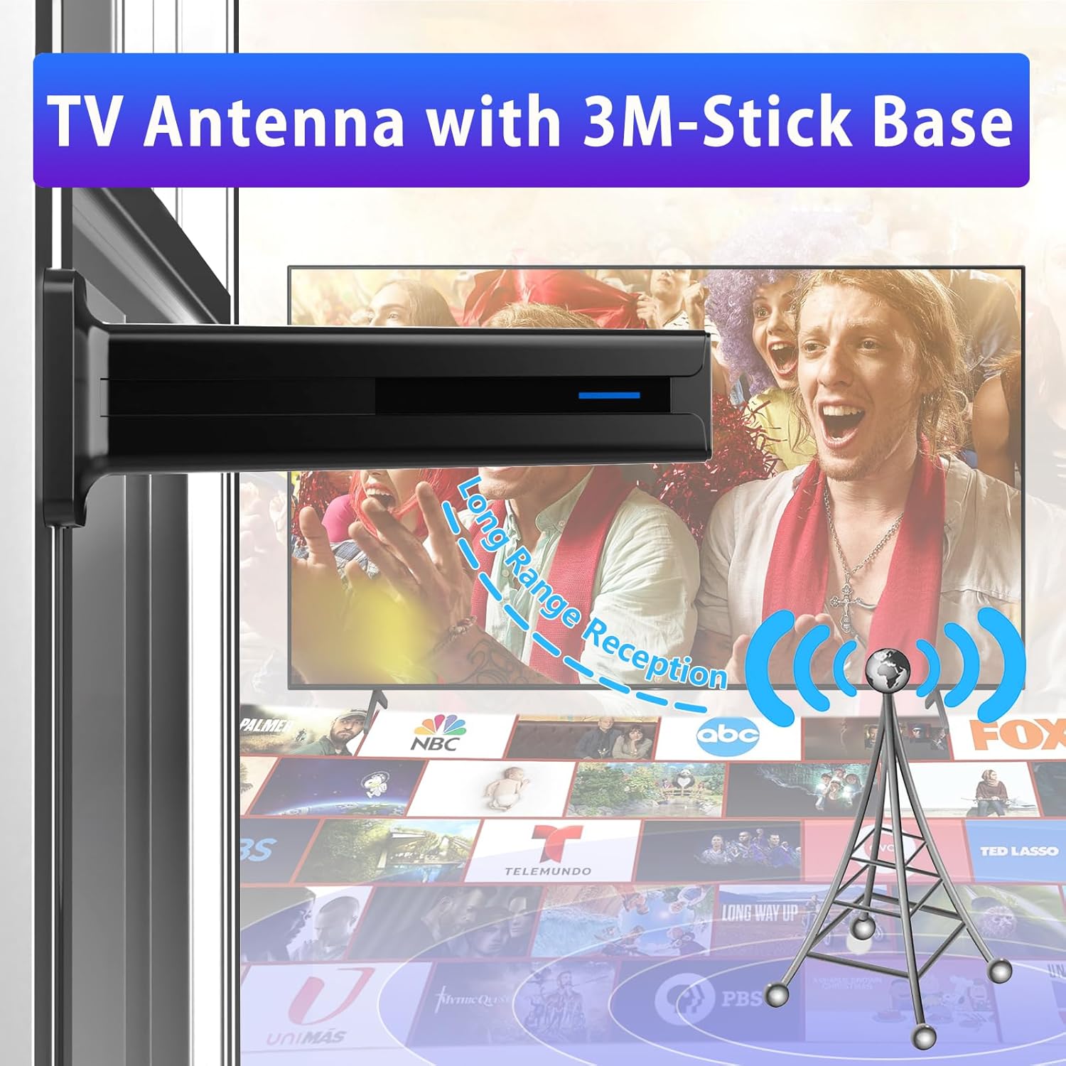 Digital TV Antenna for Smart TV Indoor,360°&Long Range Reception HDTV Antenna for Local Channels,