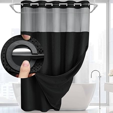 Waffle Pattern Shower Curtain, 1 Count Double Layer Waterproof Bathroom Curtain