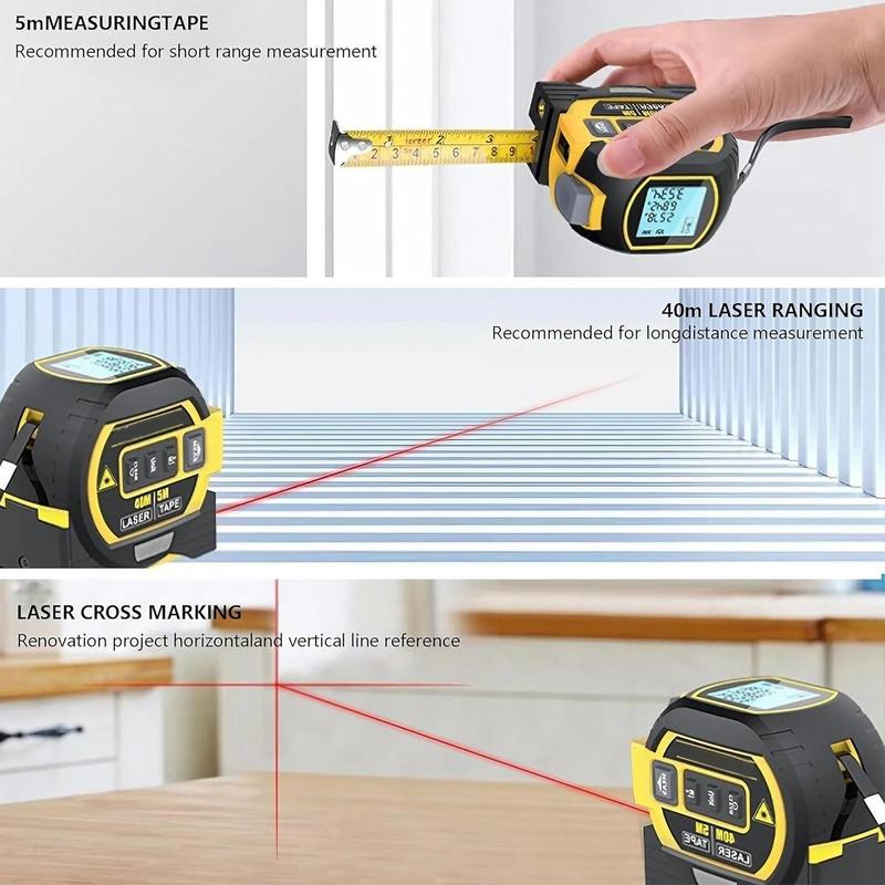 2 in 1 Digital Laser Tape Measure,  LCD Display & Self-locking Device, Accurate Measurement Tool,