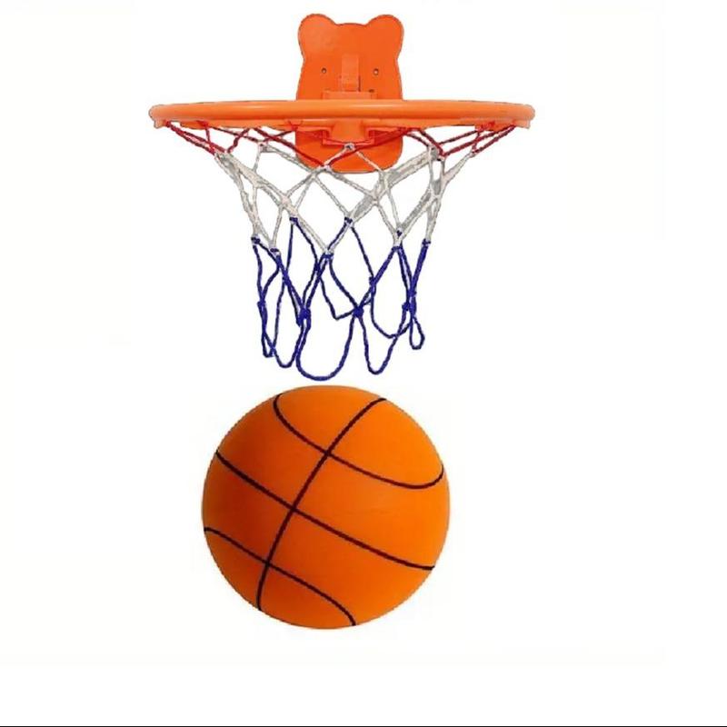 Silent Basketball Set, 2 Counts/set Including 1 Count Indoor Silent Basketball and 1 Count Basketball Hoop, Rebound Basketball Toy for Indoor Training,