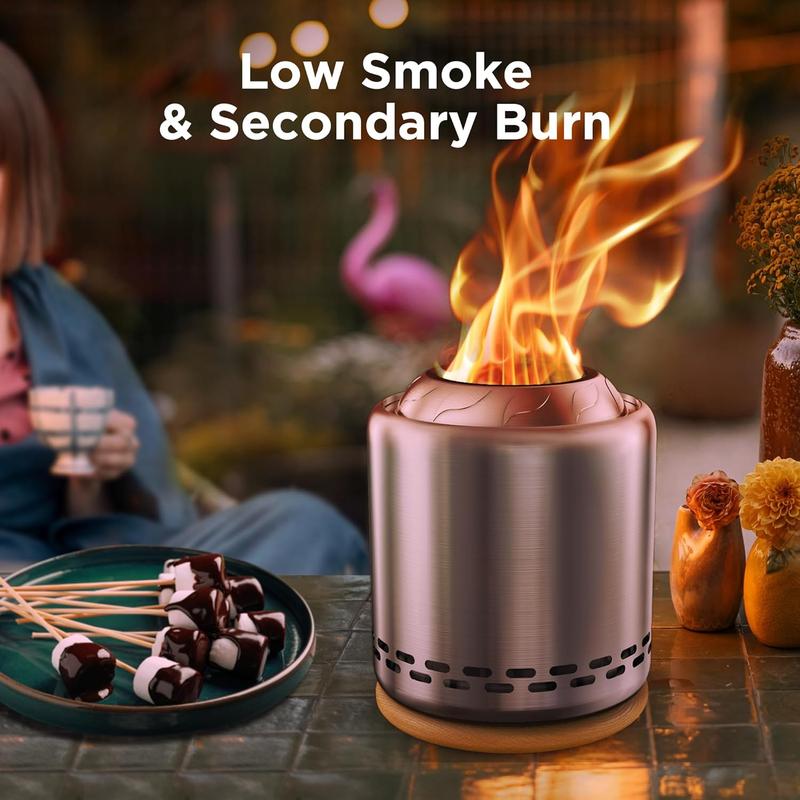 Stove Tabletop Fire Pit with Stand, Smokeless Stainless Steel Portable Fire Pit for Camping, Outdoor & Patio - Wood Burning/Pellet Fueled