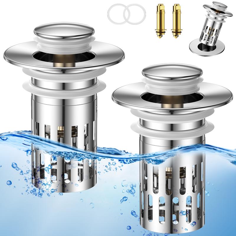 Universal Drain Cover Hair Filter for Sink Bathtub Shower, Stainless Steel Metal Pop Up Sink Stopper.