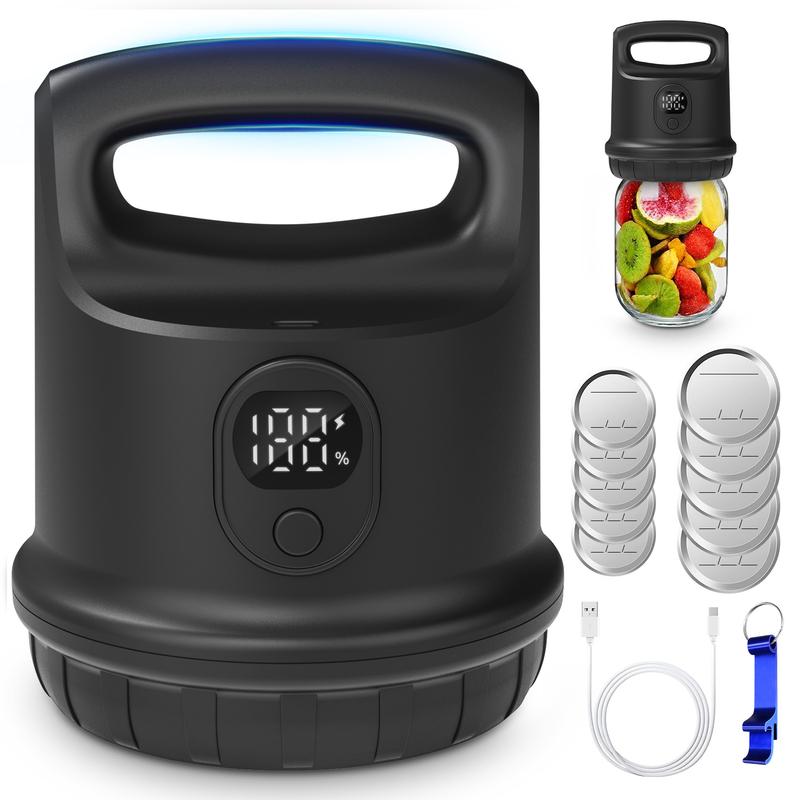 Coobiiya Mason Jar Vacuum Sealer for Wide and Regular Mouth Jars with Ergonomic Handle,
