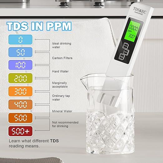 2025 All-New 4 in 1 Tds Meter Digital Water Tester - Accurate and Reliable TDS EC & Temperature(°C,°F) Meter - 0-9990ppm - Professional Testing for Drinking Water, RO/DI System, Aquariums, Pool, etc.