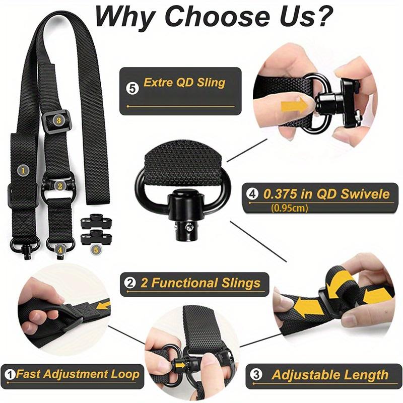 QD Quick-Adjust 2-Point Sling with Sling Swivels, Fast-Adjust Thumb Loop & Durable Mount Straps