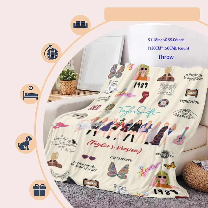 Letter & Girls Pattern Flannel Blanket,