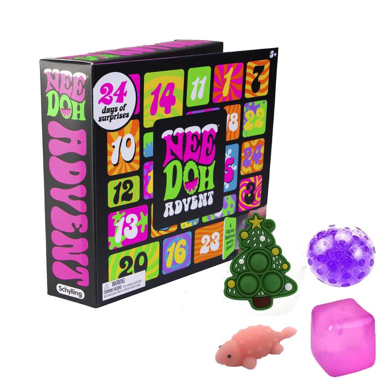 Schylling NeeDoh Squishmas AdventCalendar -24 Mini Squeeze Toys forStress Relief - Holiday CountdownFun for Kids & Adults