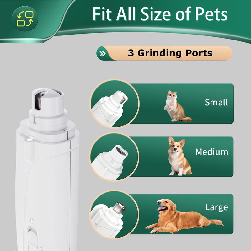 2-in-1 pet nail polisher, rechargeable, suitable for trimming toes and claws of dogs and cats of all sizes
