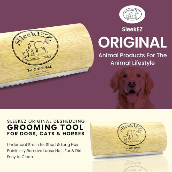 SleekEZ Dog Brush for Shedding & Grooming, Deshedding Tool for Short & Long Haired Dogs,