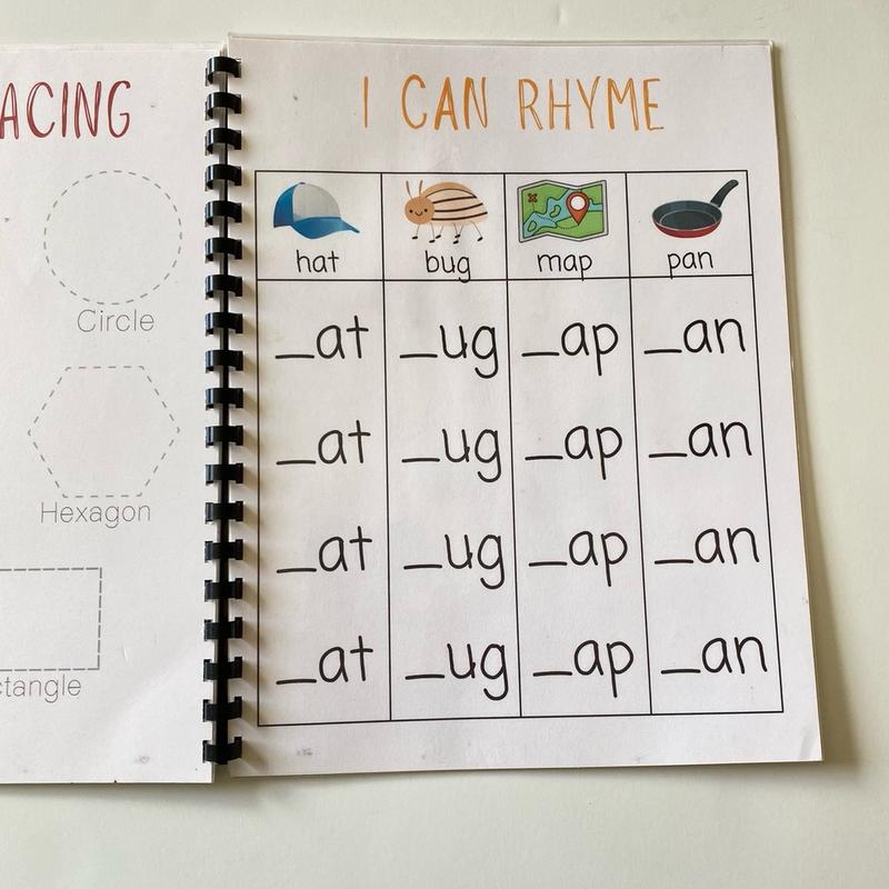 Kindergarten Learning Book - Alphabet Tracing, Letter Tracing, Shapes, Sight Words, Counting, Adding, Subtracting, Rhyming, Time Telling and More