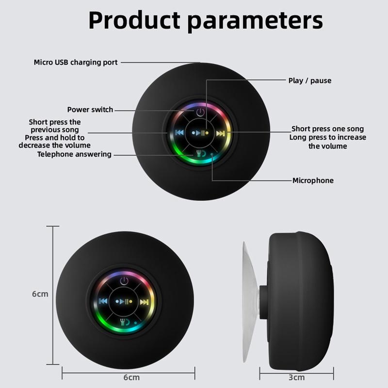 Portable Wireless Speaker With Suction Cup, USB Rechargeable