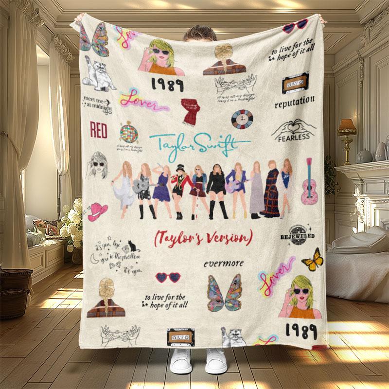 Letter & Girls Pattern Flannel Blanket,