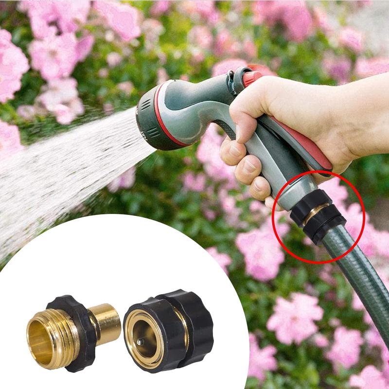Hourleey Garden Hose Quick Connector, 3/4 Inch Male and Female Garden Hose Fitting Quick Connector Rubber Washers Leak Proof