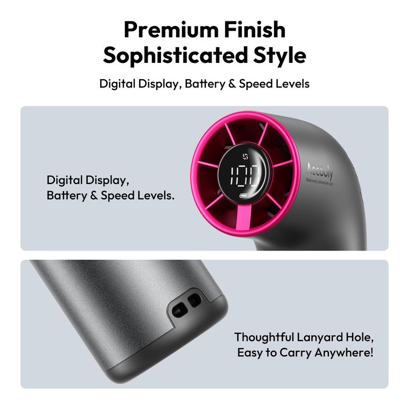 Aecooly Aero Portable Handheld Turbo High Speed Fan,19000 RPM Mini Fans,7-Speed,Pocket Fan with Aluminum Case,Rechargeable,Travel & Outdoor Use