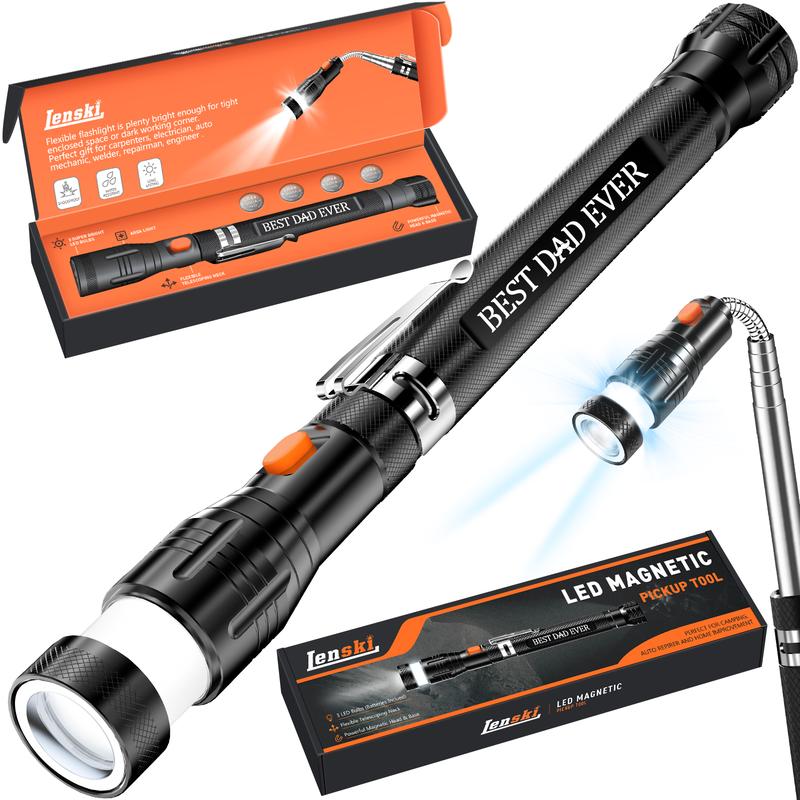Magnetic Pickup Tool Gifts for Men - Telescoping Magnet with LED Flashlight and 22 Inches Extendable Neck