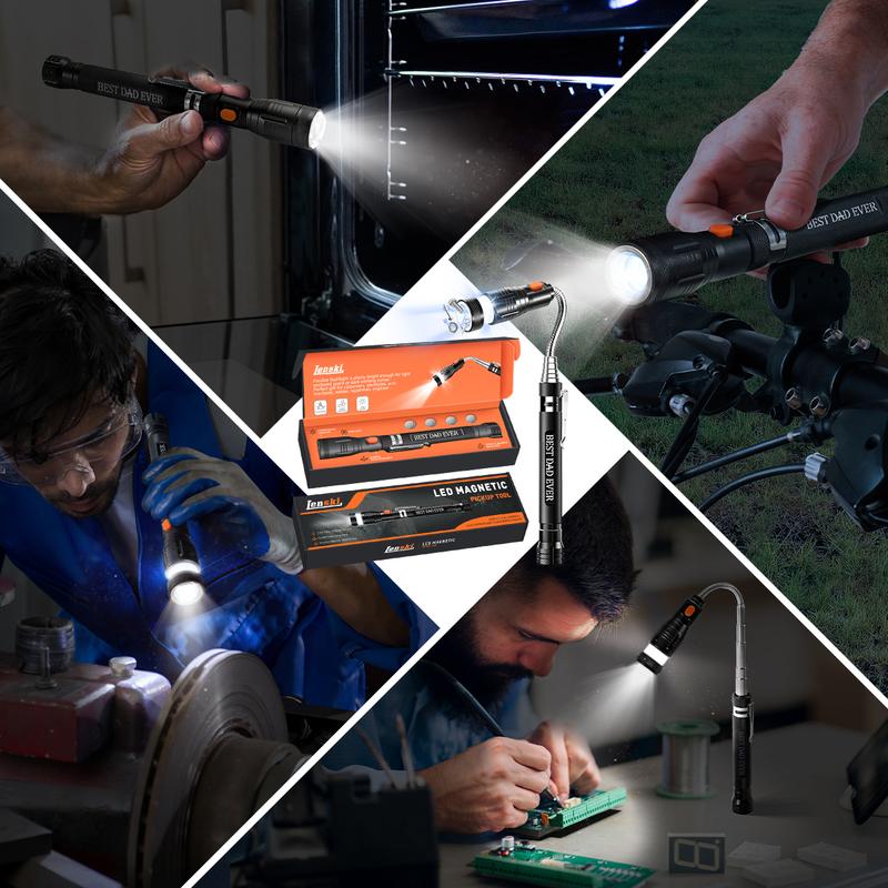 Magnetic Pickup Tool Gifts for Men - Telescoping Magnet with LED Flashlight and 22 Inches Extendable Neck