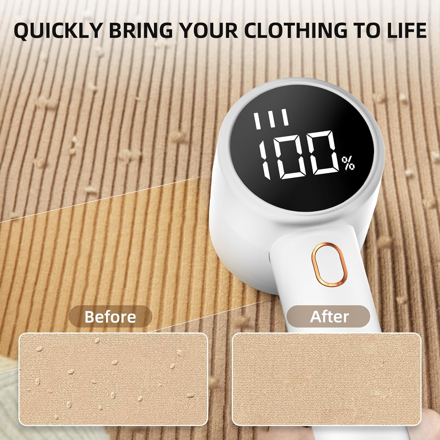 Rechargeable Fabric Shaver with 2 Replaceable Stainless Steel 6-Leaf Blades(1 Free Extra Included) | Lint Remover with 3-Speed Settings