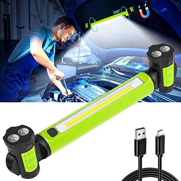 3000LM Brilliant Work Light, 5200mAh Rechargeable Underhood Work Light with Magnetic Base & Hanging Hooks, Portable Cordless Light for Car Repair/Garage/Job site/Emergency,