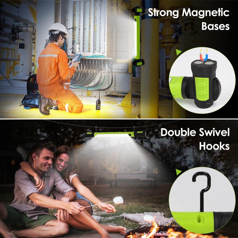 3000LM Brilliant Work Light, 5200mAh Rechargeable Underhood Work Light with Magnetic Base & Hanging Hooks, Portable Cordless Light for Car Repair/Garage/Job site/Emergency,