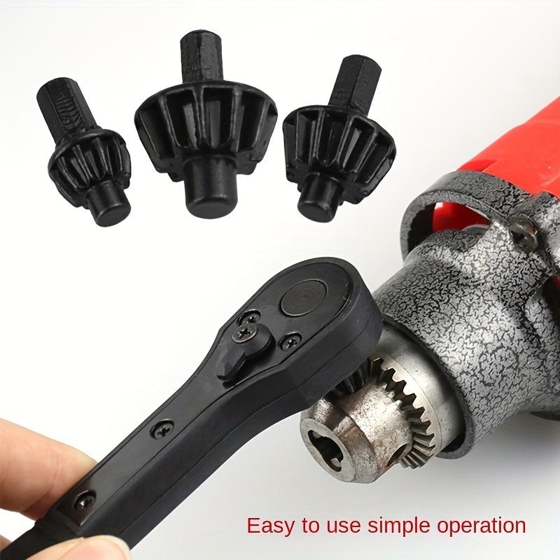 4pcs iron drill wrench,  exchange head key, fast gear with 3 gears, forward and reverse rotation, anti-skid handle