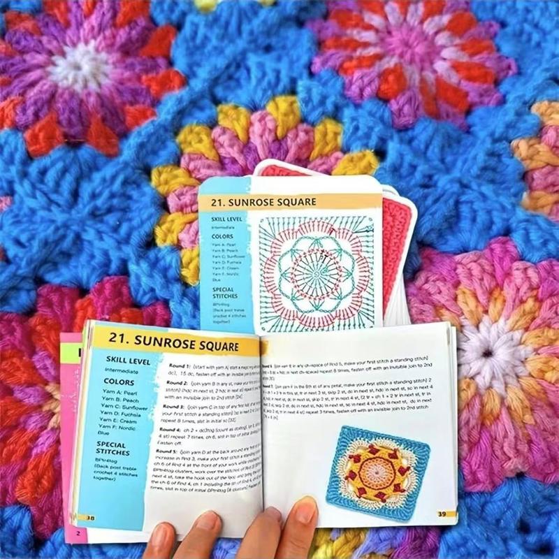 Granny Square Crochet Card Set - 50 Unique Designs, Beginner-Friendly Knitting & Crochet Guide, New Crochet Idea，Perfect for Craft Enthusiasts，Best Gift for Mom