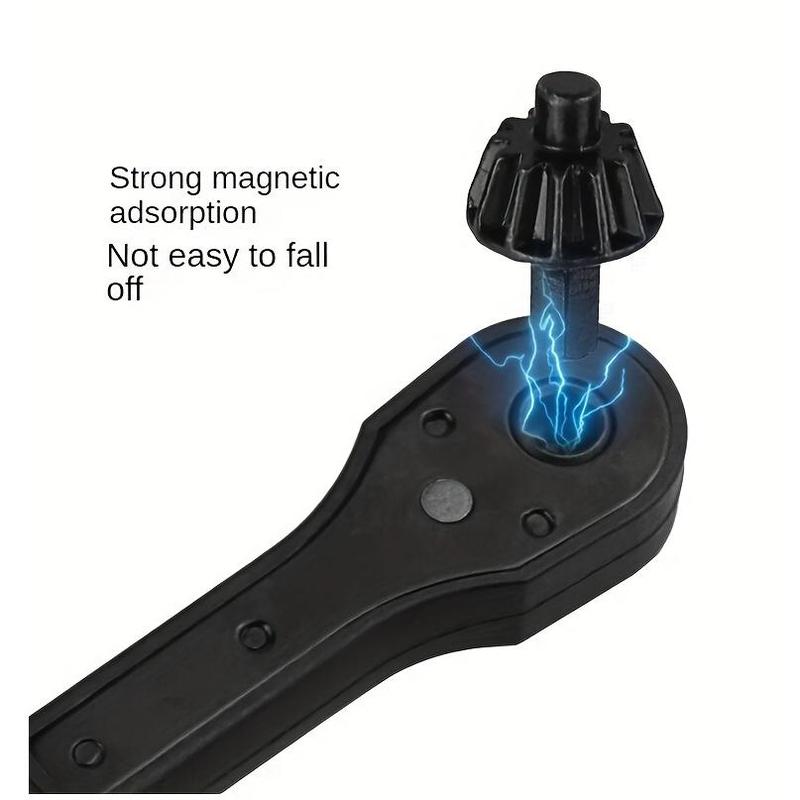 4pcs iron drill wrench,  exchange head key, fast gear with 3 gears, forward and reverse rotation, anti-skid handle