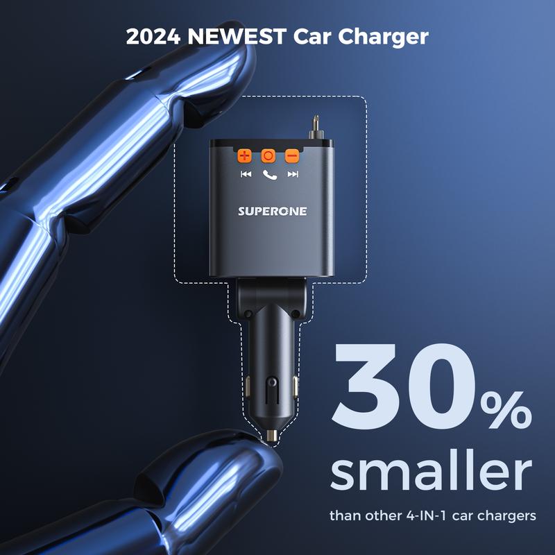 Bluetooth 5.3 Car Adapter with Retractable Charger 69W FM Transmitter Radio Receiver Handsfree Calling Audio Receiver MP3 Music Player Support USB Vehicle Automotive