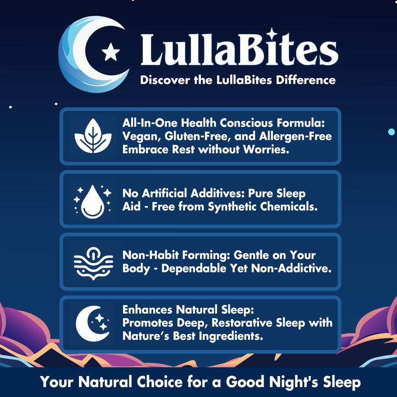 LullaBites Natural Sleep Gummies - 30 Servings -Sweet Strawberry Stars (Melatonin Free)