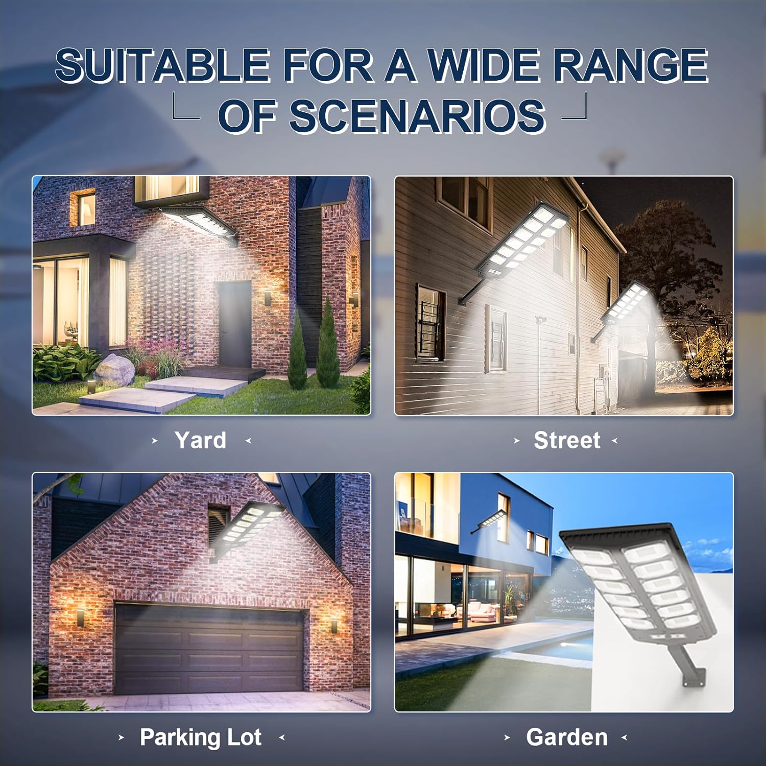 Solar Street Lights Outdoor Waterproof, 6500K 10000LM Solar Street Light, 504LEDs Parking Lot Lights Powered Street Light Dusk to Dawn,