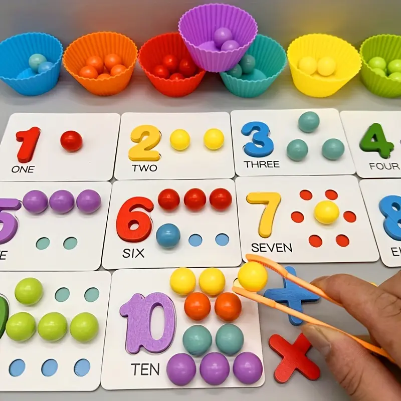 Montessori Arithmetic Math Toy Set – Silicone Digital Learning with Beads, Chopsticks & Spoons