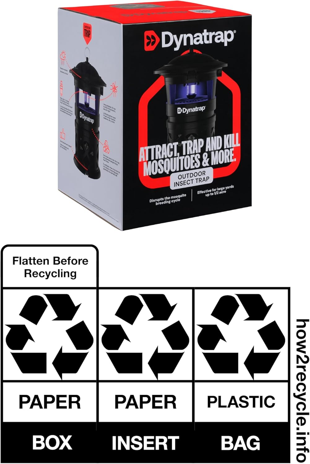 DynaTrap DT1130SR Mosquito & Flying Insect Trap - Outdoor/Indoor, Fly Catcher, Plug-in Bug Catcher/Bug Light, 1/2 Acre Coverage