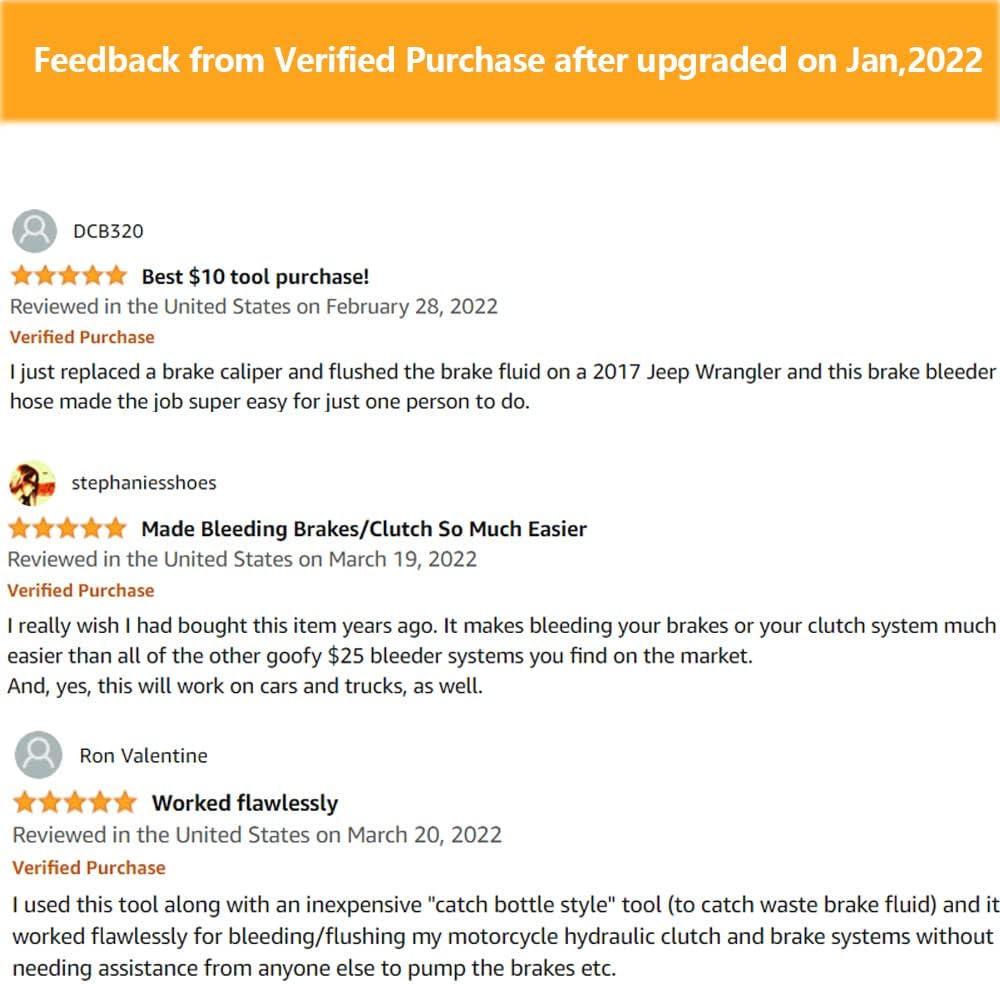 Brake Bleeder Hose- One Way Check Valve Tube Bleeding Tool Kit for Motorcycle Clutch