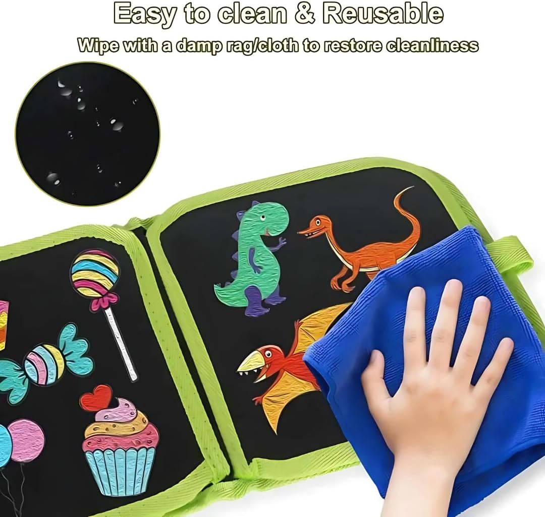 Erasable Doodle Colouring Book for Kids & Toddlers Portable Reusable Drawing Pad with Wet Wipes & Colors Pens