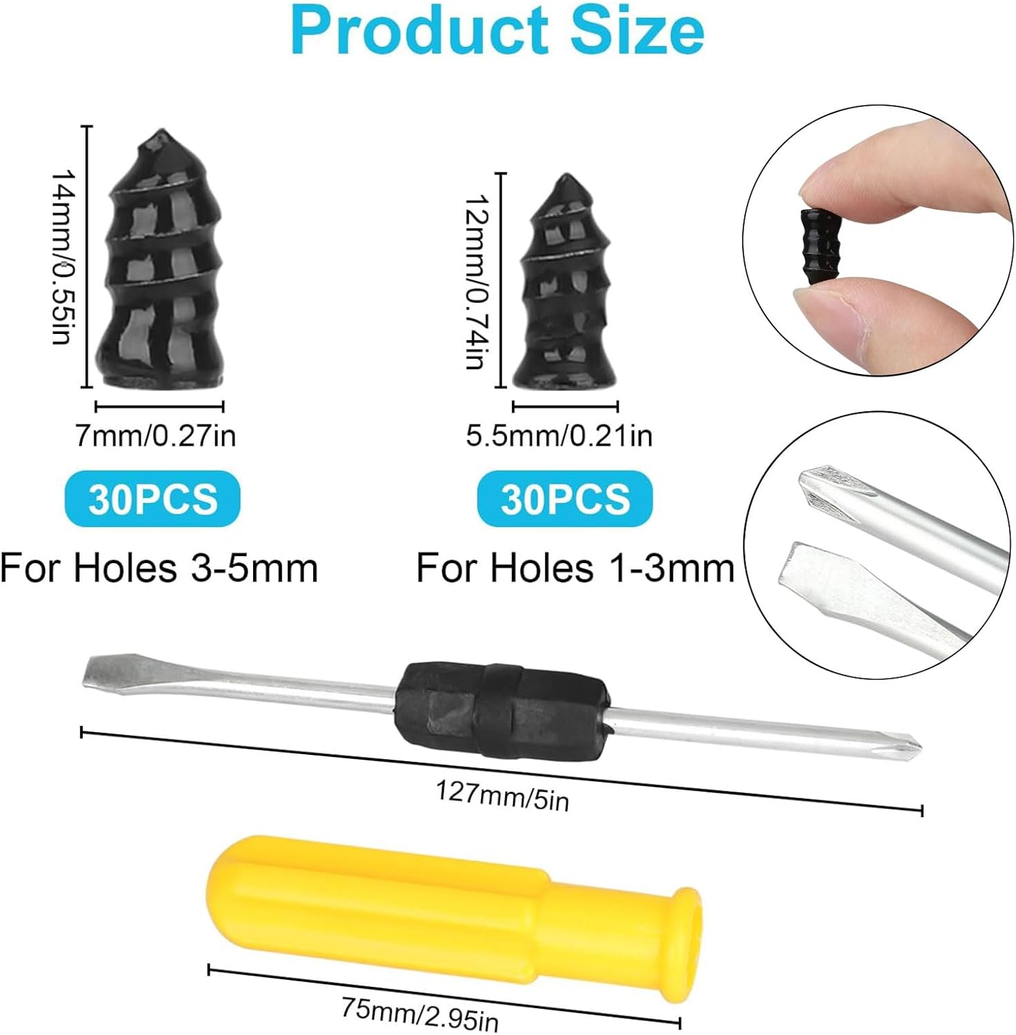 60PCS Tire Repair Rubber Nails Kit with 2 Sizes