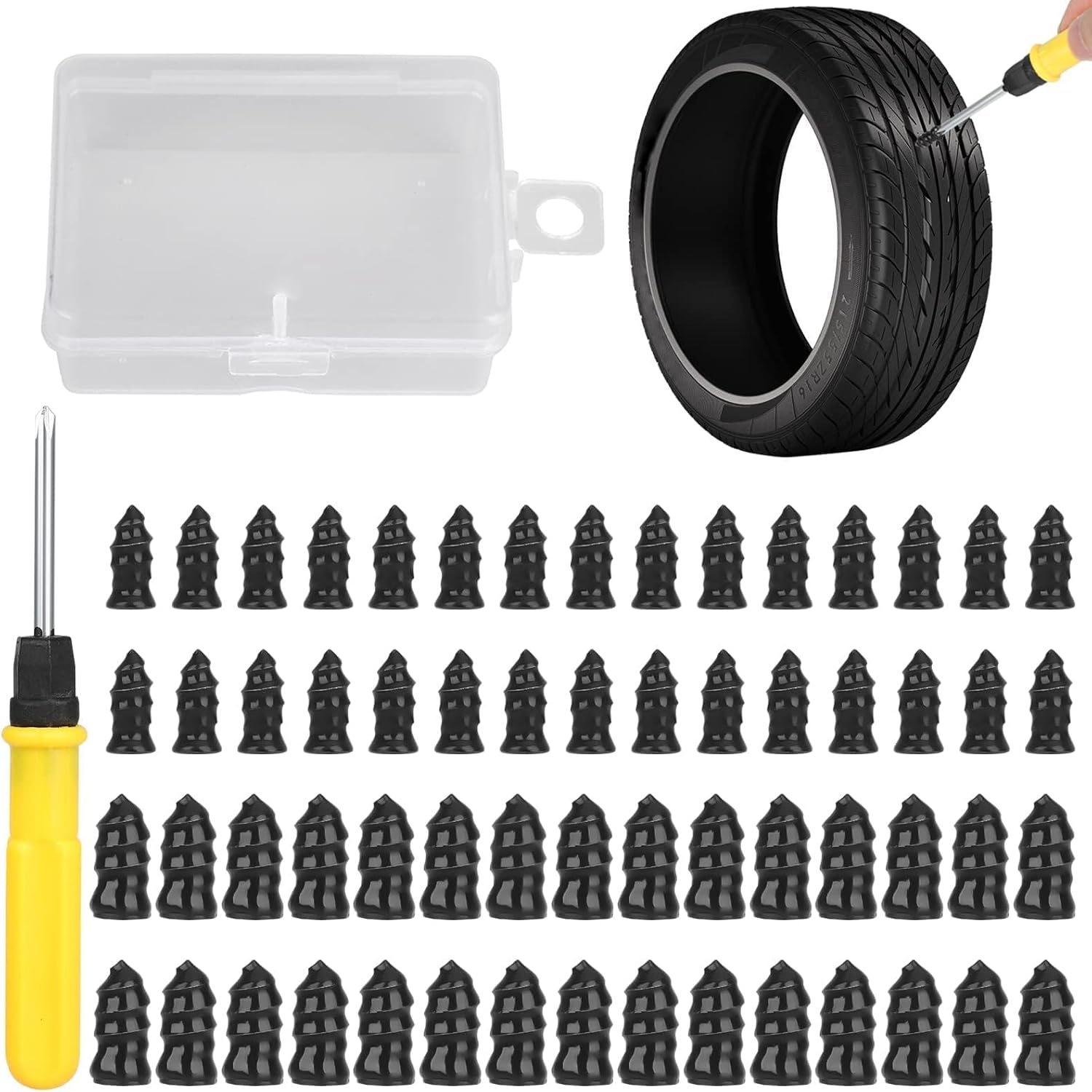 60PCS Tire Repair Rubber Nails Kit with 2 Sizes