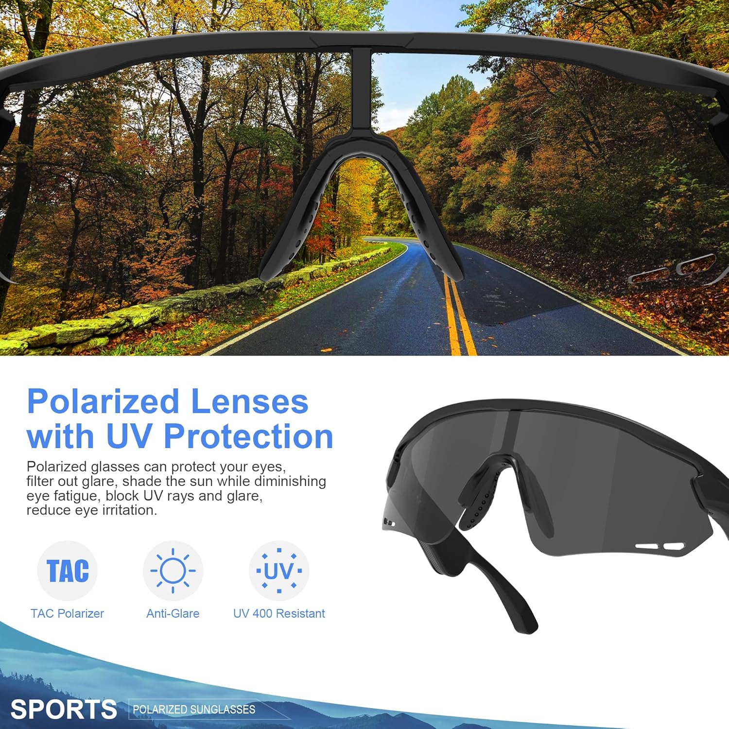 Sport Bluetooth Smart Audio Sunglasses, UV400 Protection & Polarized Glasses - Sports & Cycling, Open Ear, Clear Call uv protection