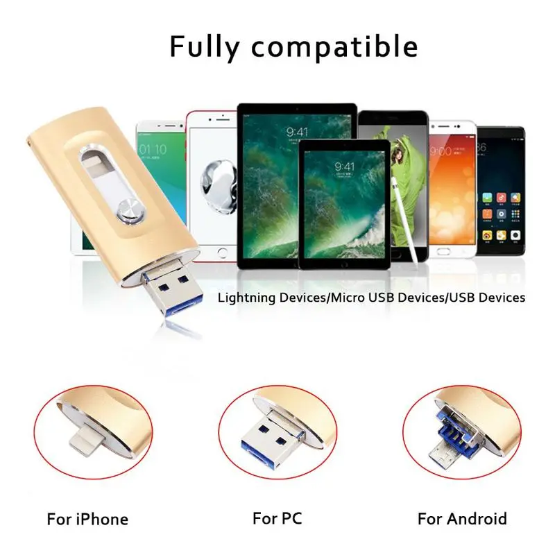 3 in 1 Flash Drive, Portable High Speed USB 3.0 Memory Storage,