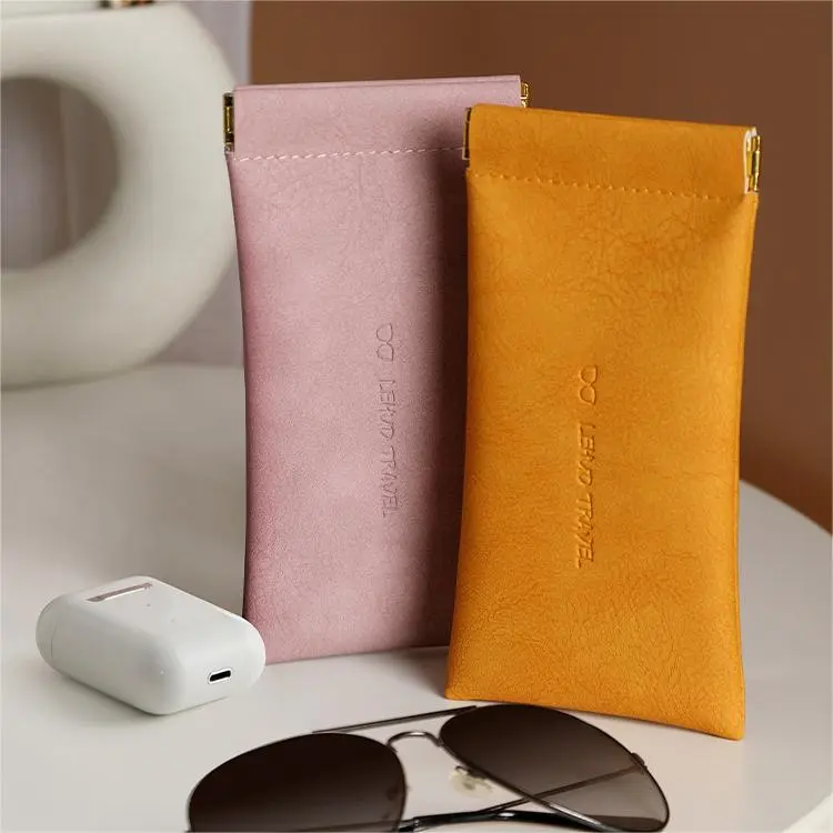 【🔥🔥Buy1 get 1free】Leather Eyeglasses Cases PU Soft Sunglasses Pouch Squeeze Top Portable Glasses Cases for Men Women