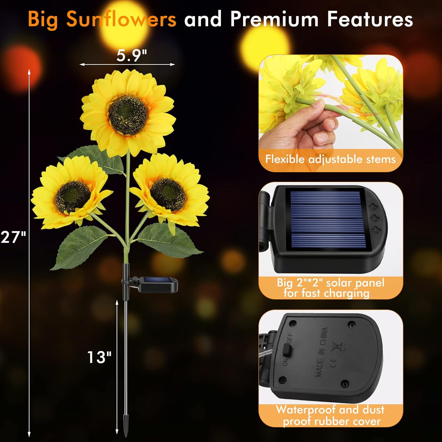 Solar LED Sunflower Garden Lights