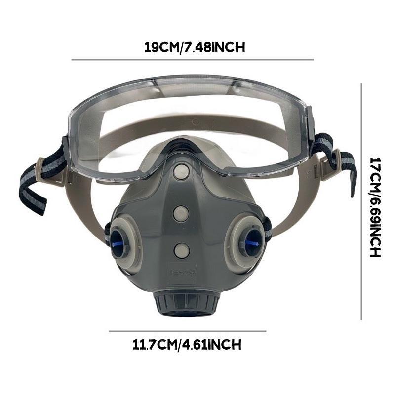 Dust-proof Integrated Respirator Mask Tools, Reusable Half Mask with Goggles