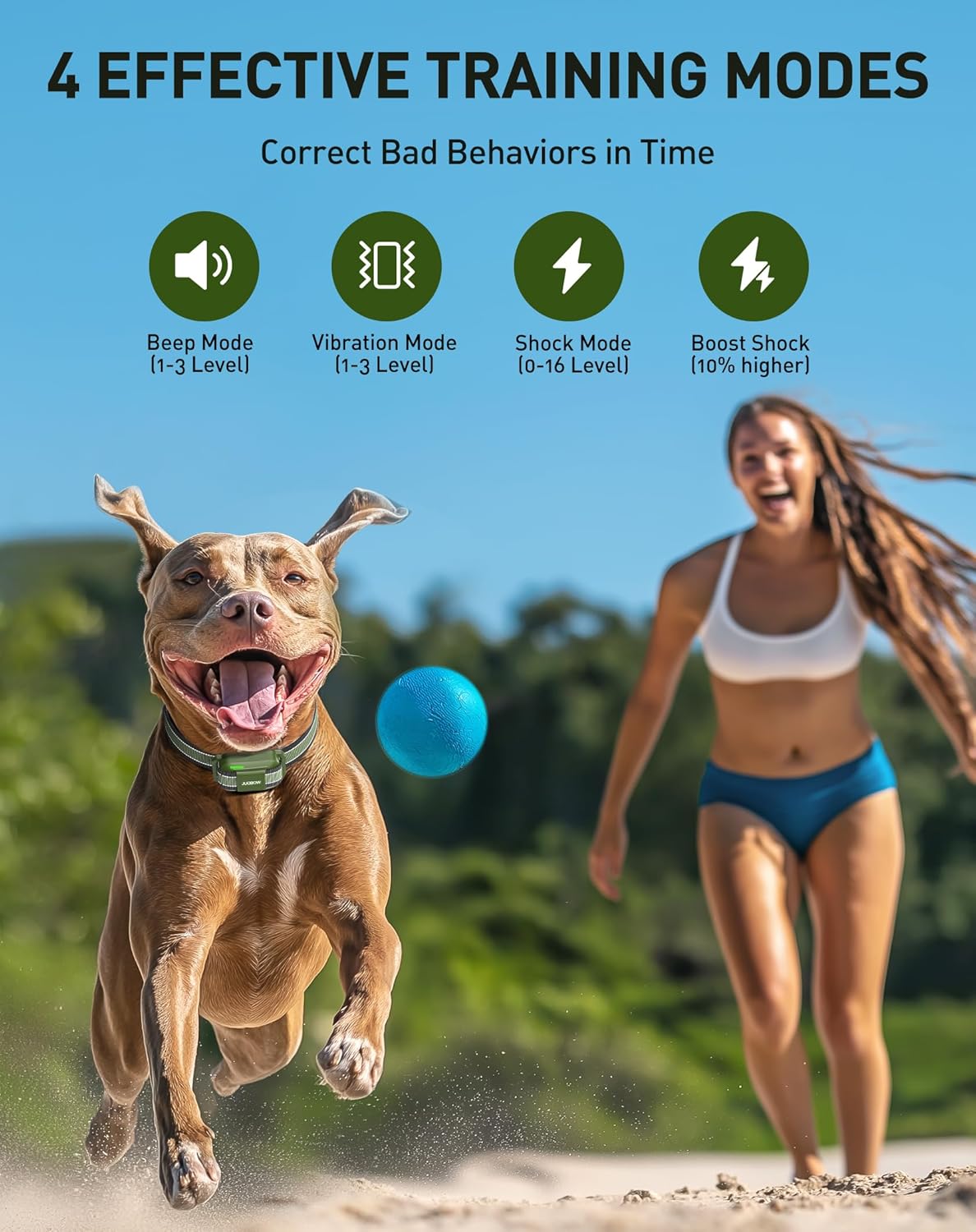 Jugbow Dog Shock Collar - 4200FT Dog Training Collar with Remote for 5-120lbs Small Medium Large Dogs,