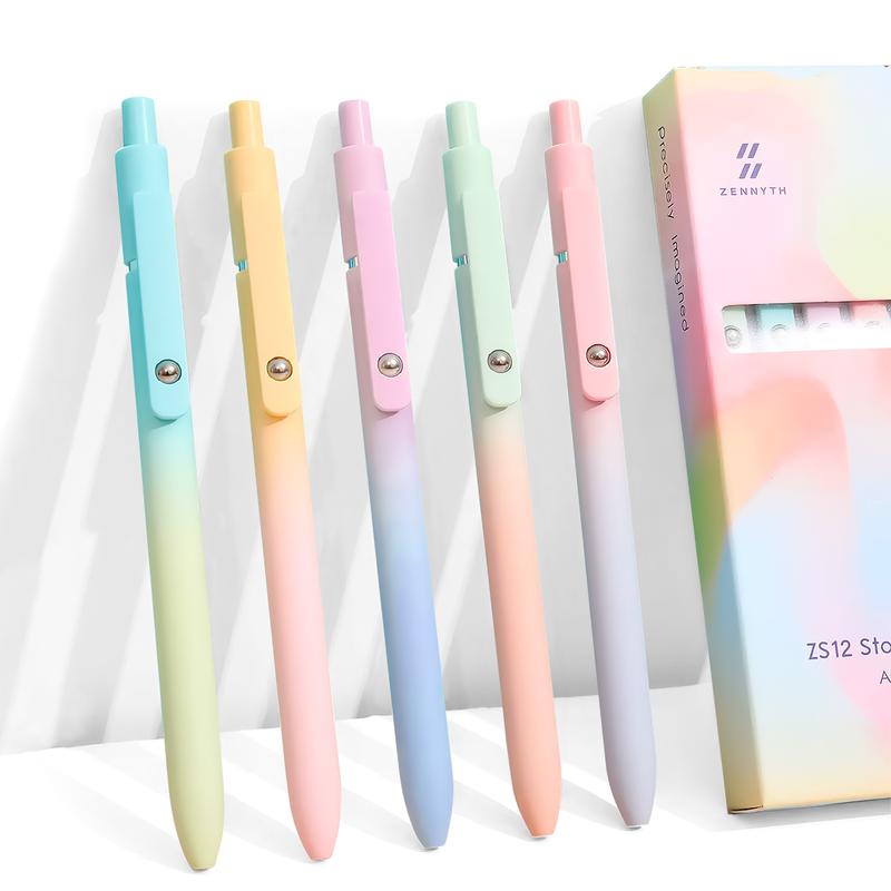 5Pcs Rainbow Minimalist Press Type Quick Drying Carbon Gel Pens Set For Students,Nurse,Bible Journal Supplies,Kids Stuff for Girls,Office Accessories